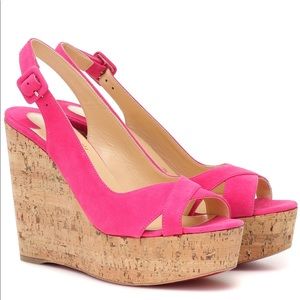 NWT Christian Louboutin, 41, pink wedges